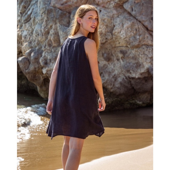 Nina Kendosa Paris Eggplant Purple Melissa Linen Mini Dress One Size - Picture 3 of 9